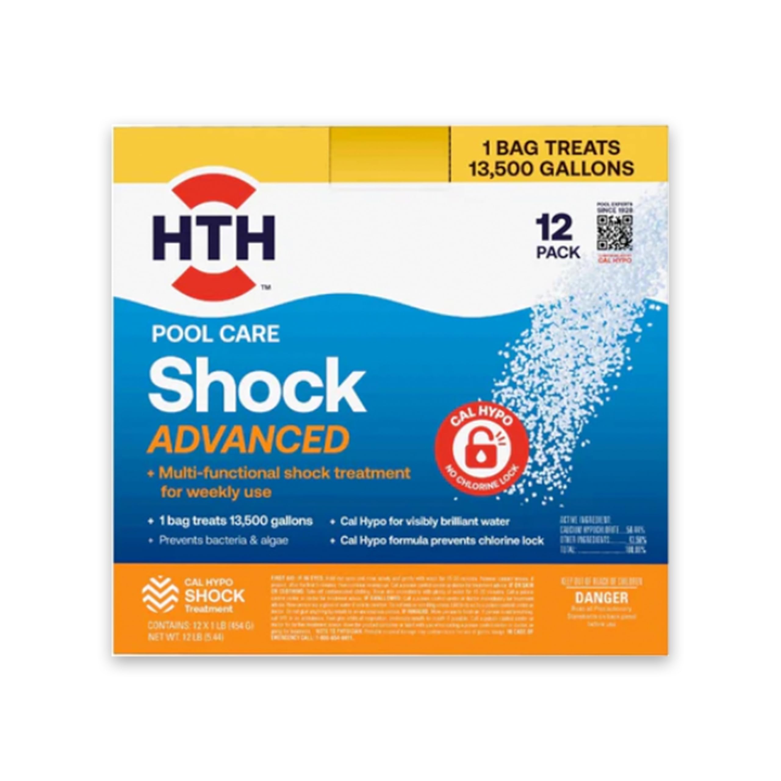 HTH 52037R Pool Care Shock Advanced, Swimming Pool Chemical - Shock Treatment, 1lb (12 Pack)