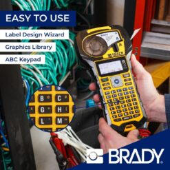 Brady M210 Portable Label Printer with Rubber Bumpers, Multi-Line Print, 6 to 40 Point Font (Replaces BMP21-PLUS Printer), Yellow/Black