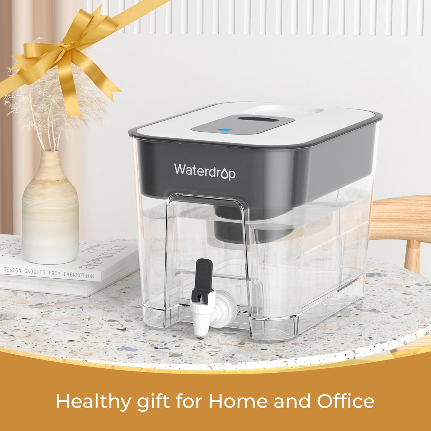 Waterdrop 200-Gallon Long-Life 40-Cup Large Water Filter Dispenser with 1 Filter, for Home and Office