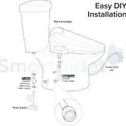SmartBidet SB-1000WE Electric Bidet Toilet Seat with Heated Seating, Warm Air Dryer, Temperature Control Wash