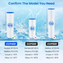 Future Way CCP420 Pool Filter Cartridges Replacement for Pentair Clean & Clear Plus 420, Replace Pentair R173576, 420 sq.ft, 4-Pack