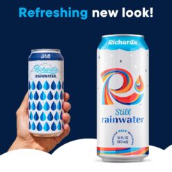 Richard's Rainwater Still Canned Water, 100% Rain, Naturally Purified Drinking Water (16 fl oz Aluminum Cans, Pack of 12)