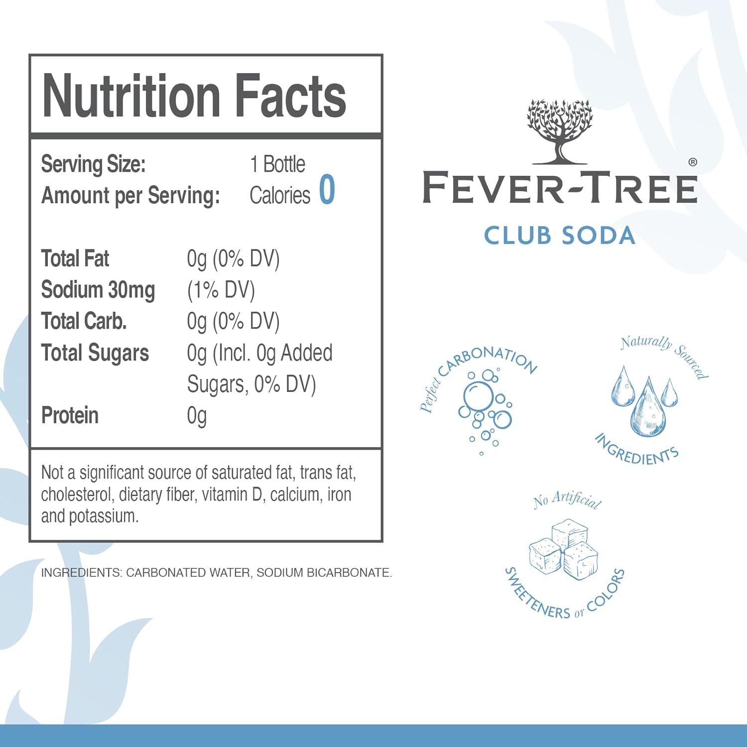 Fever-Tree Club Soda - Premium Quality Mixer - Refreshing Beverage for Cocktails & Mocktails - 6.8 Fl Oz Bottles - Pack of 24