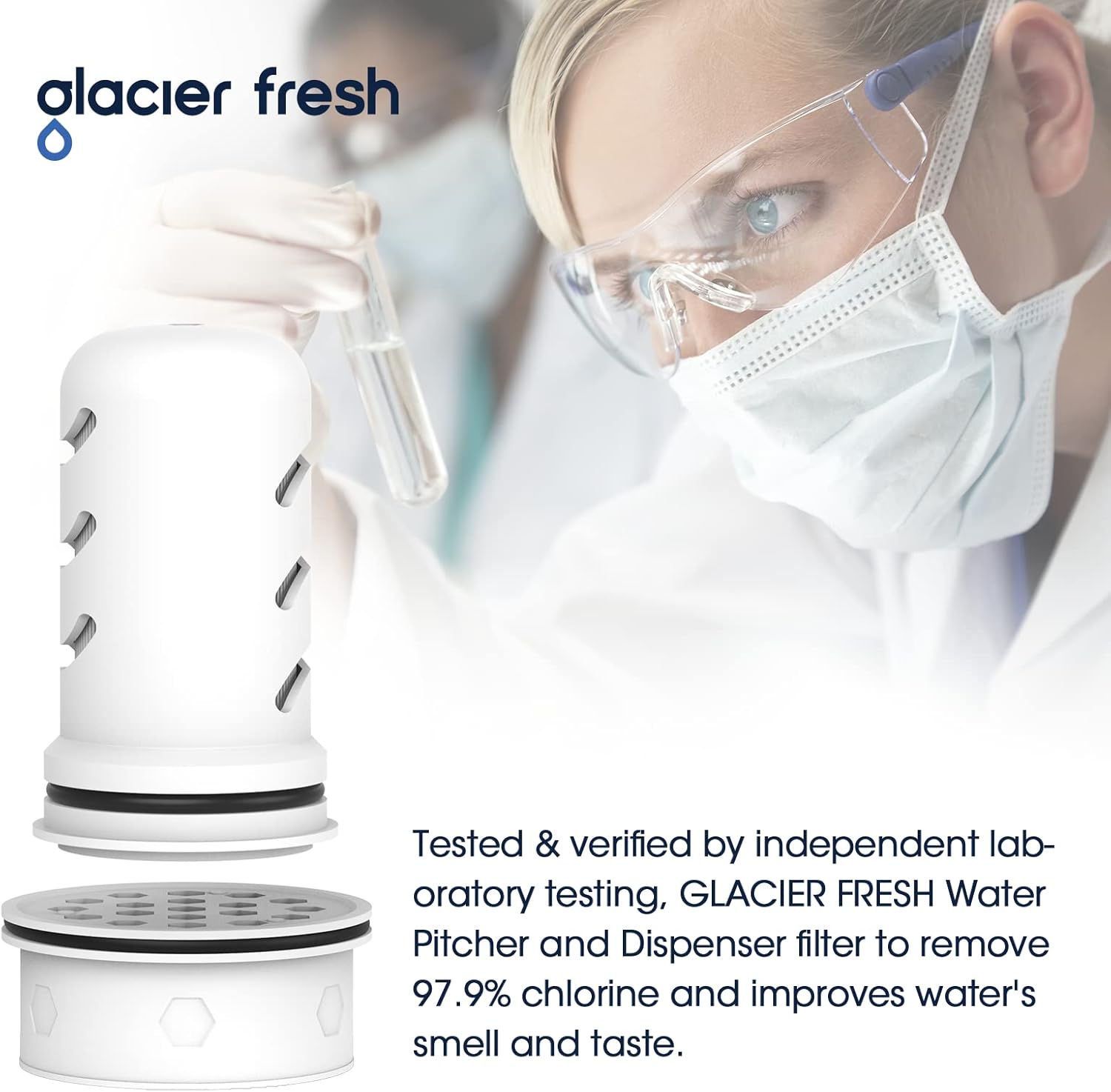 GLACIER FRESH Water Pitcher Filter Replacement for LS Home Dispenser and Pitcher Systems, Reduces Chlorine Taste and Odor