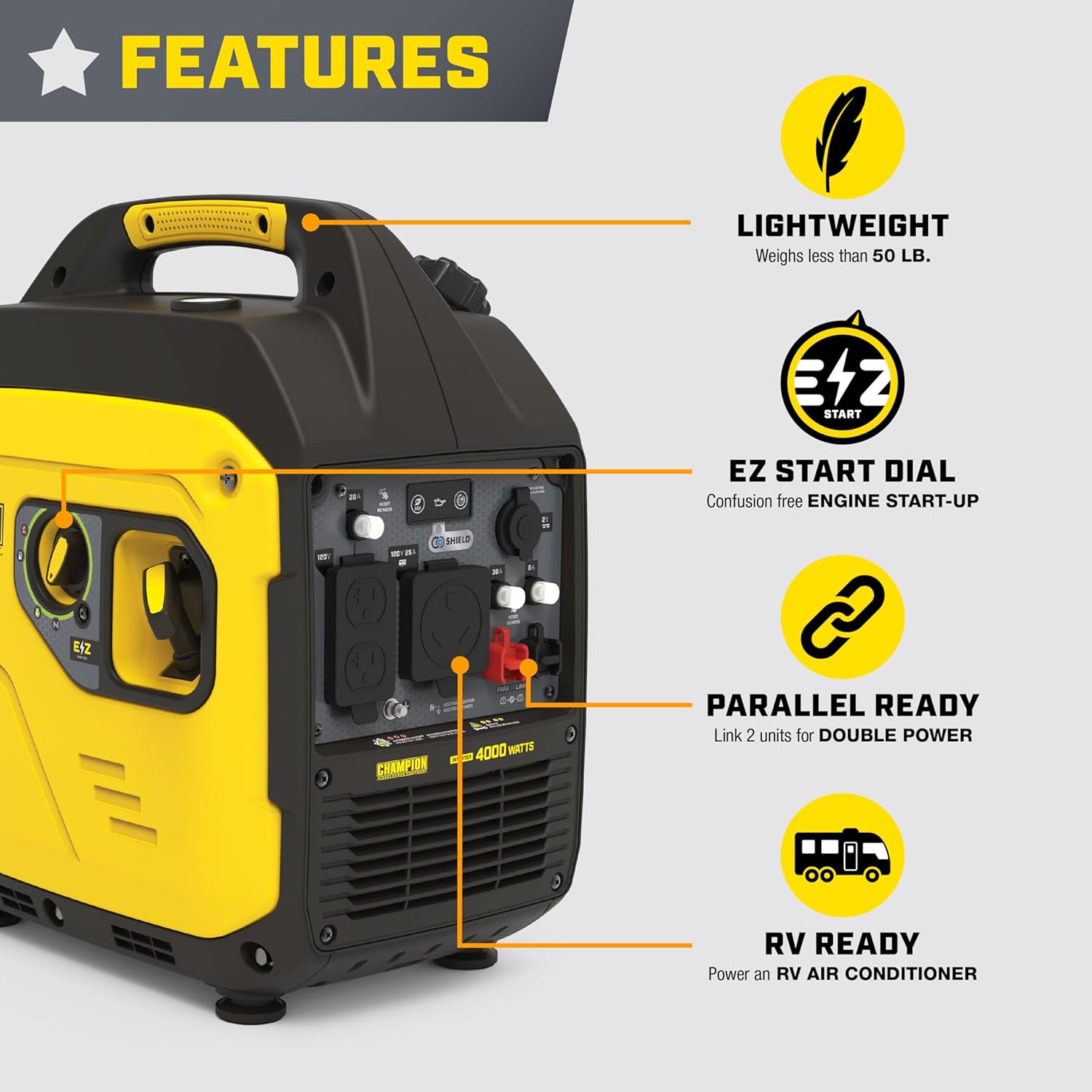 Champion Power Equipment 4000-Watt RV Ready Portable Inverter Generator with Quiet Technology and CO Shield - Image 5