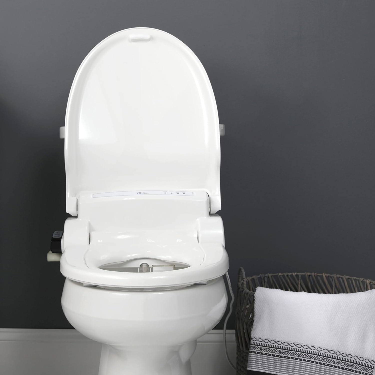 Bio Bidet BB1000 Electric Bidet Toilet Seat, Warm Water with Air Dryer, Heated Seat with Slow Close Lid, Remote Control, Elongated White