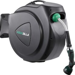 Retractable Garden Hose Reel, 100Ft x 5/8" Durable Wall Mounted Water Hose Reel with 180° Swivel Bracket