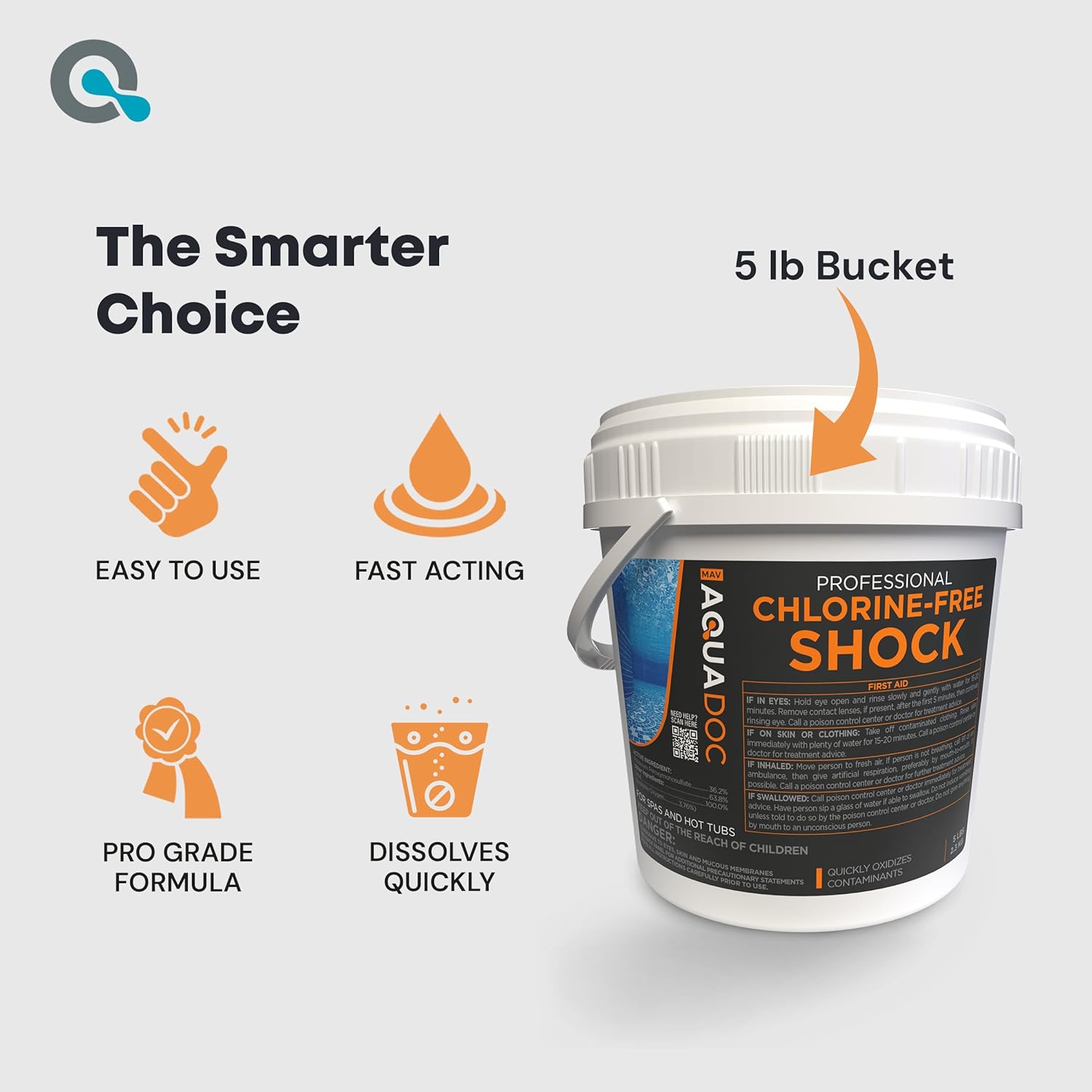 Aquadoc Non-Chlorine Spa Shock for Hot Tub - Chlorine Free Treatment & Enhanced Shock to Assist Bromine - Suitable Oxidizer - 5lbs