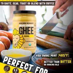 Organic Ghee Butter Grass Fed Clarified – 16 Oz Ghee Butter – Unsalted Butter Certified Organic Ghee Oil