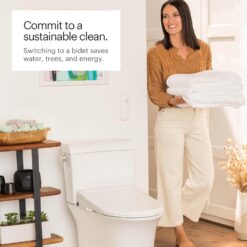 Brondell Thinline T44-EW Swash Electric Bidet Toilet Seat With Thin Profile, Heated,Remote Control, Oscillating Stainless Steel Nozzle