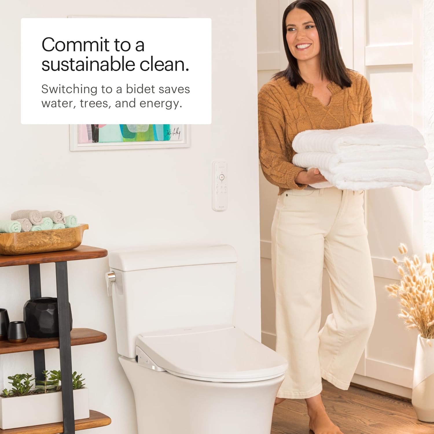 Brondell Thinline T44-EW Swash Electric Bidet Toilet Seat With Thin Profile, Heated,Remote Control, Oscillating Stainless Steel Nozzle