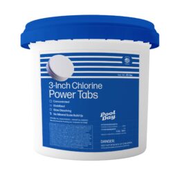 Pool Day 50lb Three-Inch Chlorine Power Tabs - 99% Trichlor, UV-Protected, Slow-Dissolving Formula for Crystal Clear Safe Water