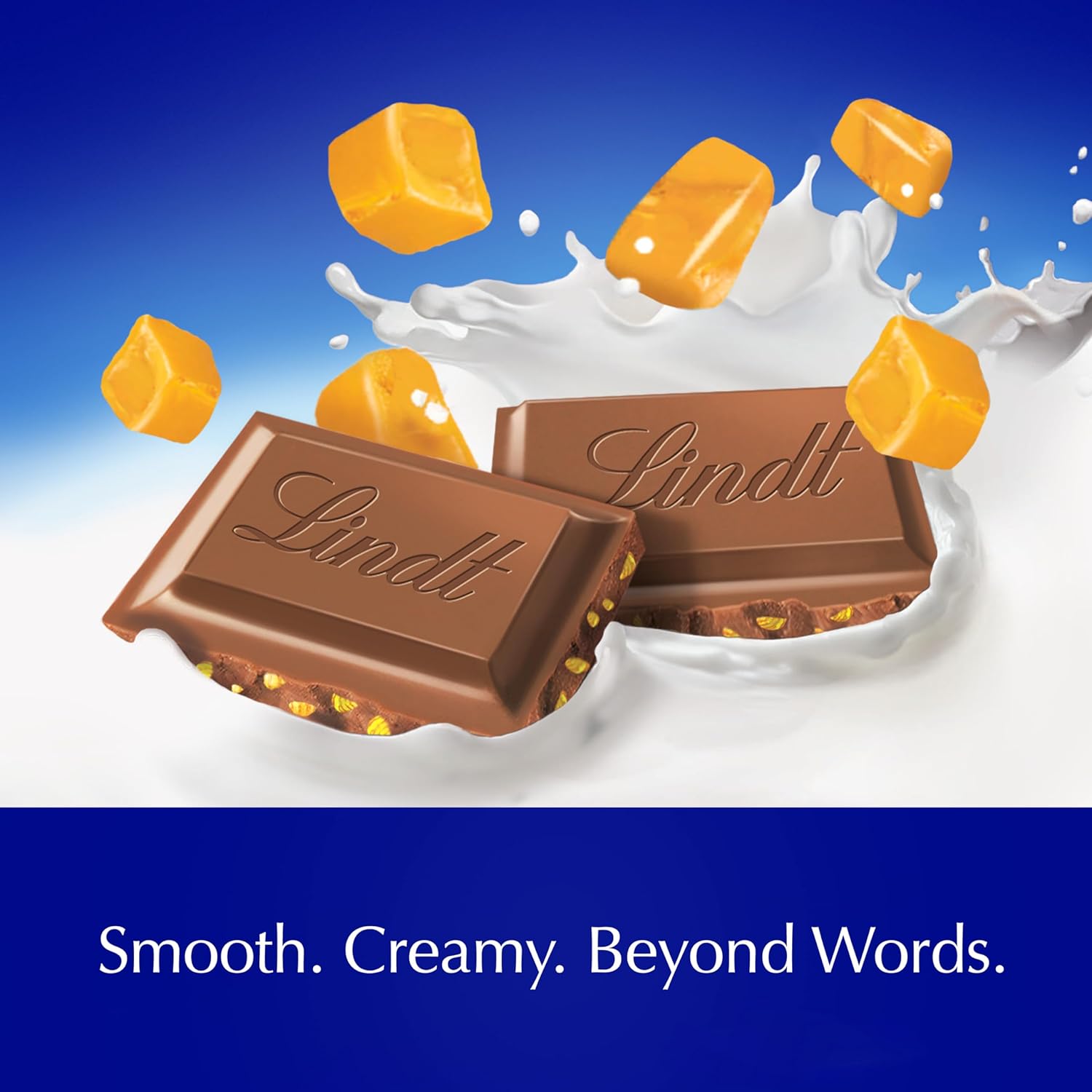 Lindt CLASSIC RECIPE Caramel with Sea Salt Milk Chocolate Bar, Milk Chocolate Candy with Pieces of Caramel and Sea Salt, 4.4 oz. (12 Pack)