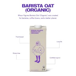 Minor Figures Oat Milk, Organic, Barista Standard - 32 Oz, 6 Pack - Plant Based, Vegan, Dairy Free, Shelf Stable, Unsweetened