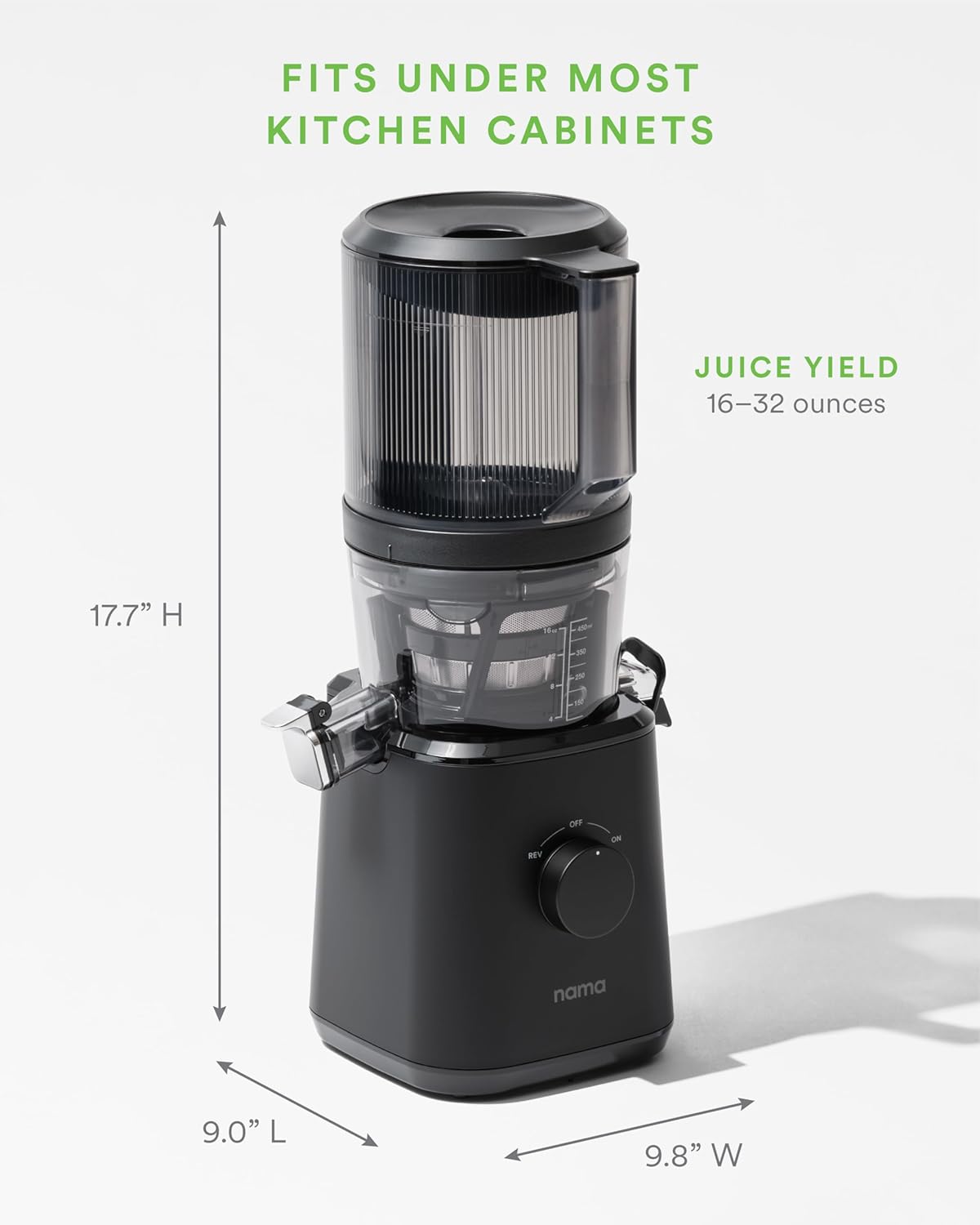 Nama J2 Cold Press Juicer – Self Feeding for Hands-Free Operation with Wide Mouth Hopper – Easy Cleanup & Assembly