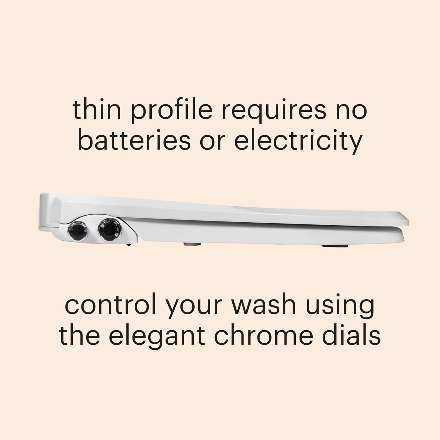 Brondell Bidet Toilet Seat, Non-Electric Swash Ecoseat, Fits Elongated Toilets, White - Dual Temperature, Dual Nozzle System
