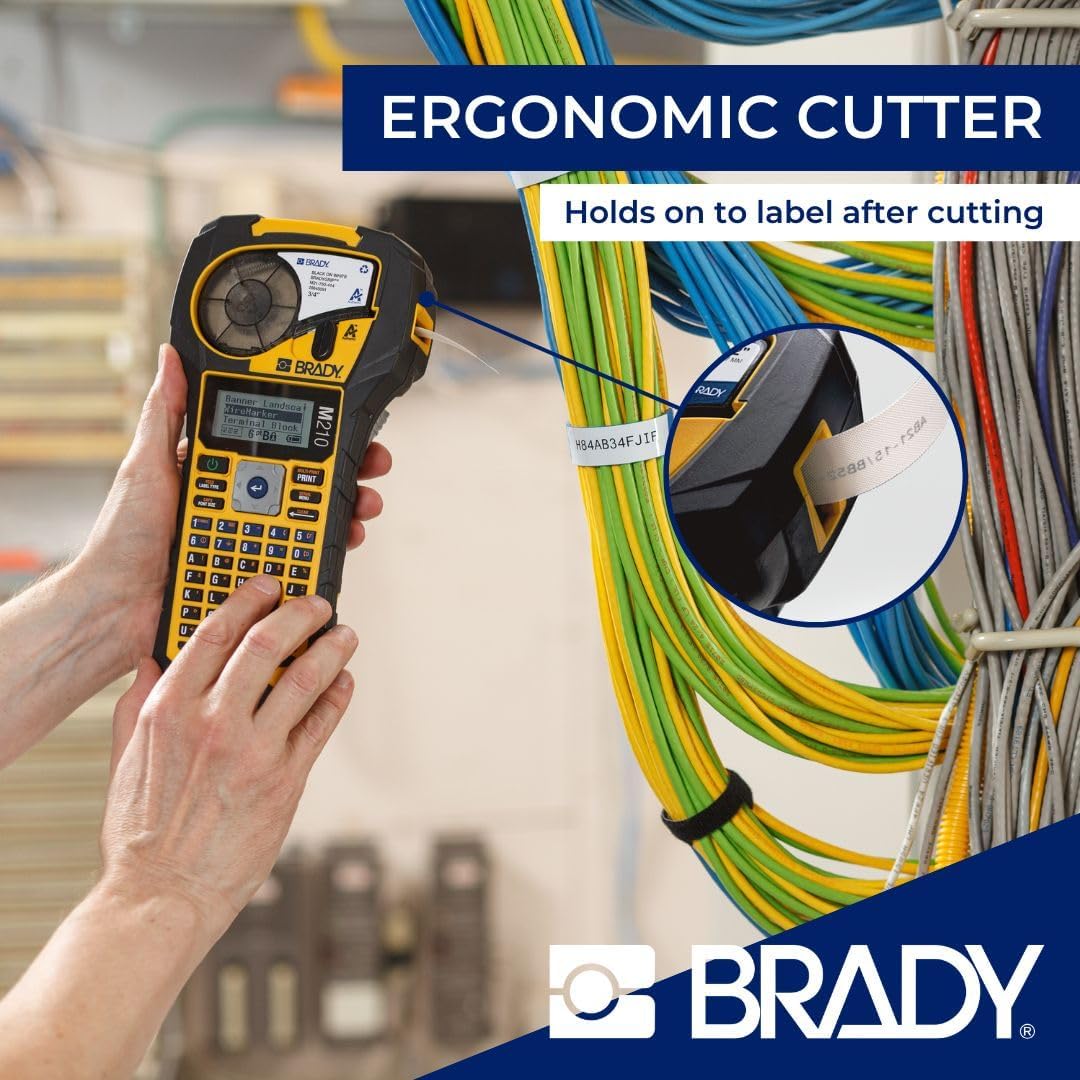 Brady M210 Portable Label Printer with Rubber Bumpers, Multi-Line Print, 6 to 40 Point Font (Replaces BMP21-PLUS Printer), Yellow/Black