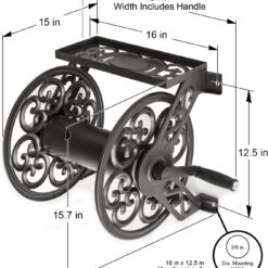 Liberty Garden 708 Steel Decorative Wall Mount Garden Hose Reel, Holds 125-Feet of 5/8-Inch Hose - Bronze