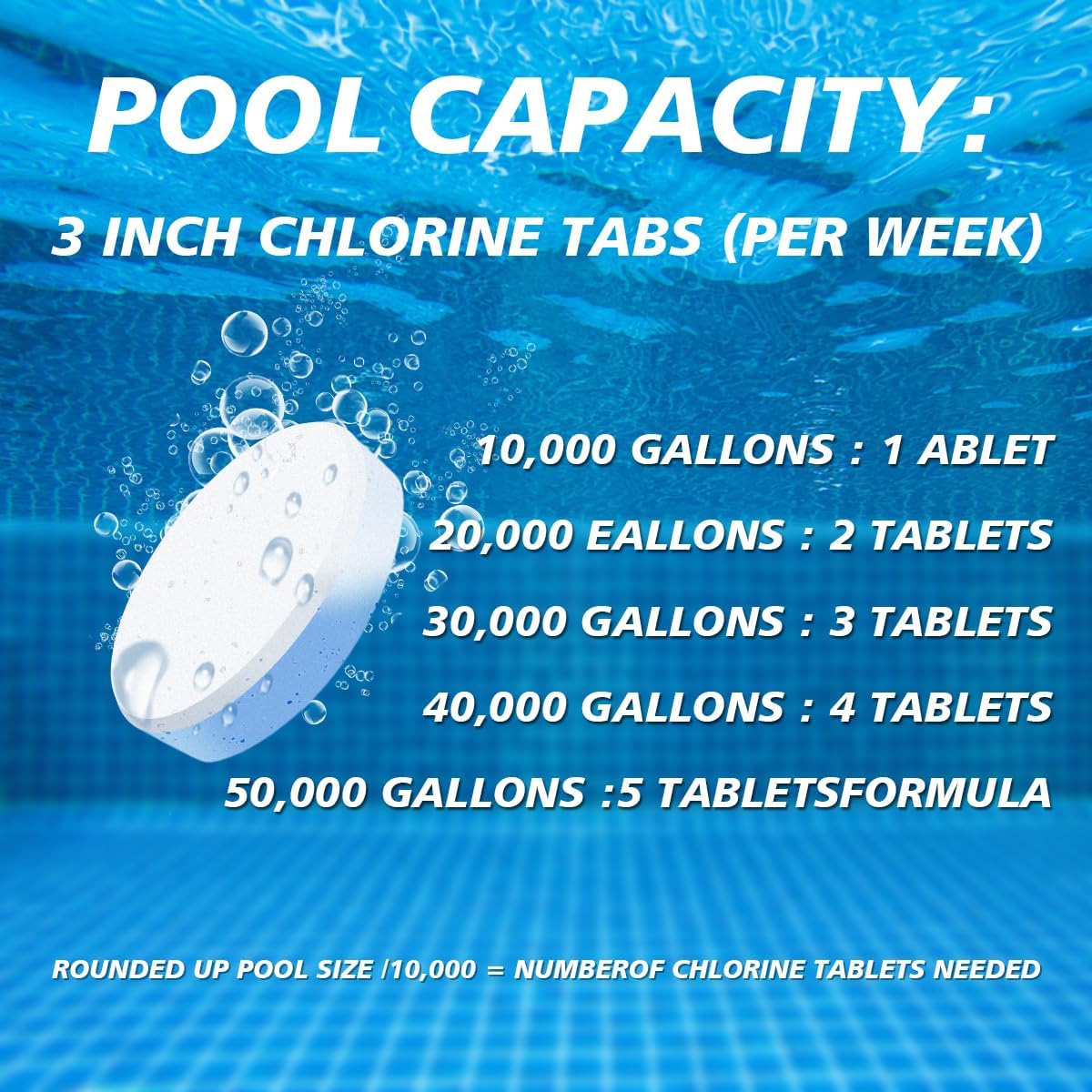 Aqua Pura Chlorine Tablets for Swimming Pool,3" Pool Supplies, Individually Wrapped Stabilized Chlorine Tablets, Long-Lasting, 25 LB