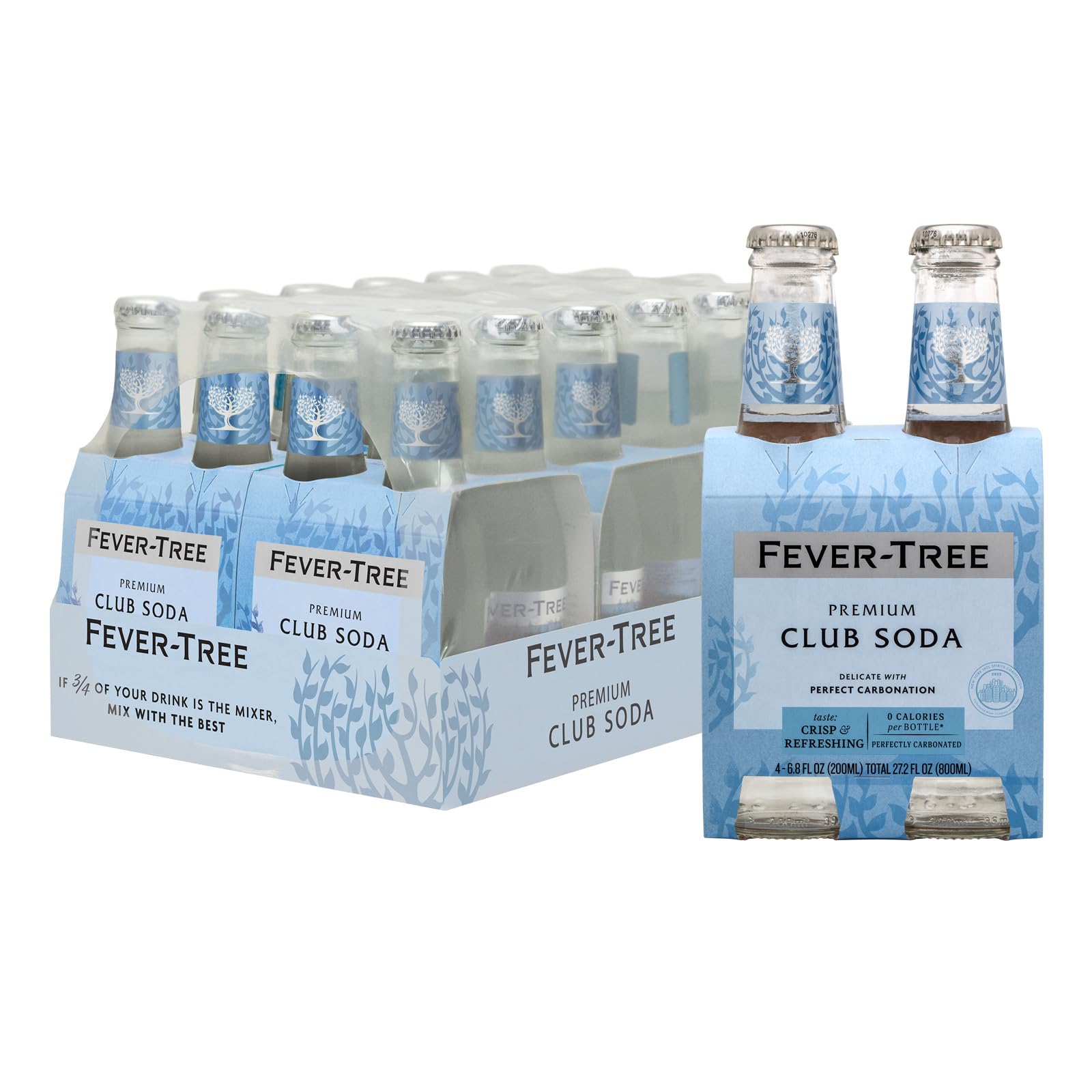 Fever-Tree Club Soda - Premium Quality Mixer - Refreshing Beverage for Cocktails & Mocktails - 6.8 Fl Oz Bottles - Pack of 24