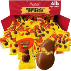 SWEETSIDE CANDY CO. Easter Chocolate Eggs, 4LB Reeses Eggs Bulk Pack, Each Egg 0.60oz