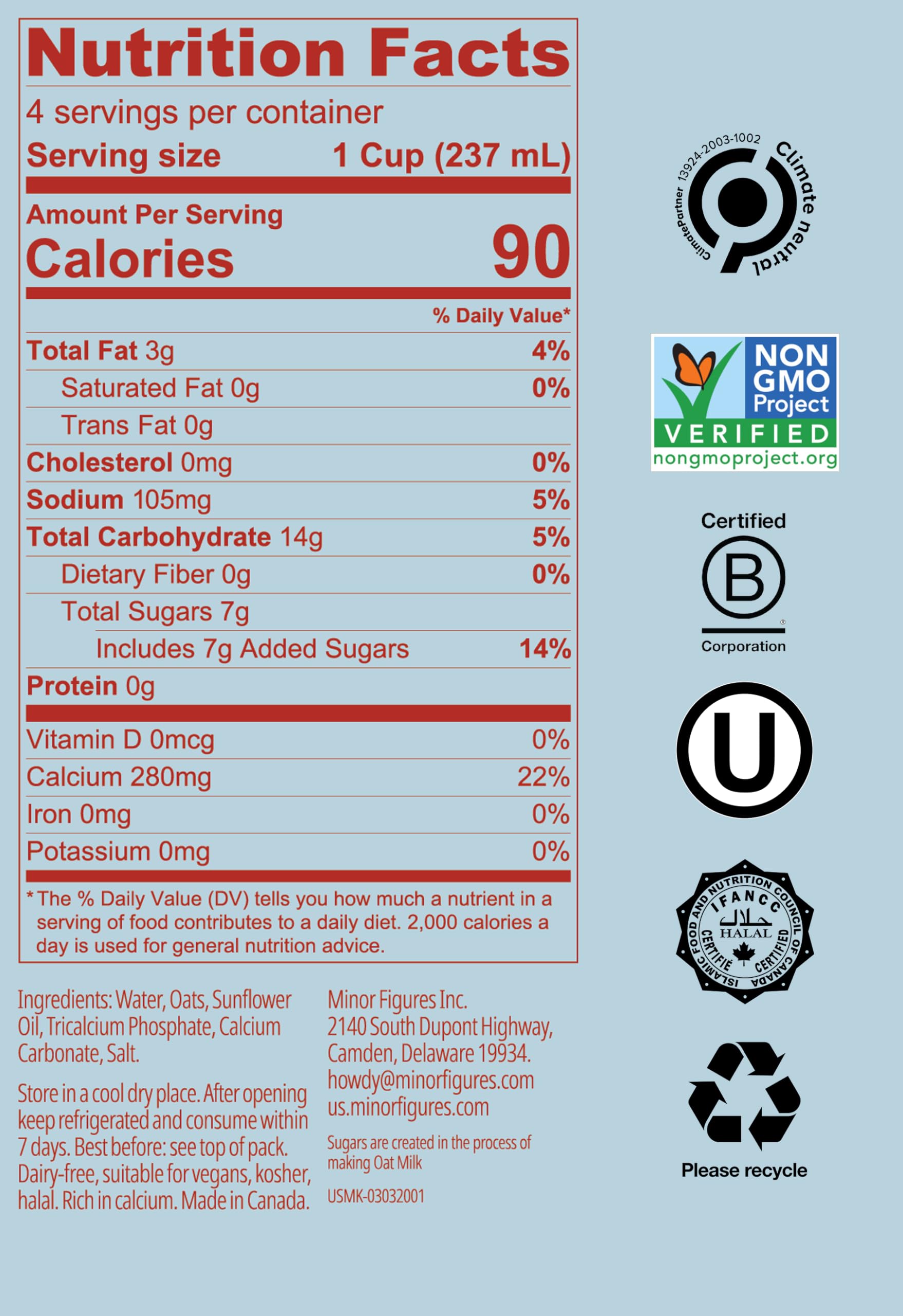 Minor Figures Milk Oat Lt Barista 32 FO