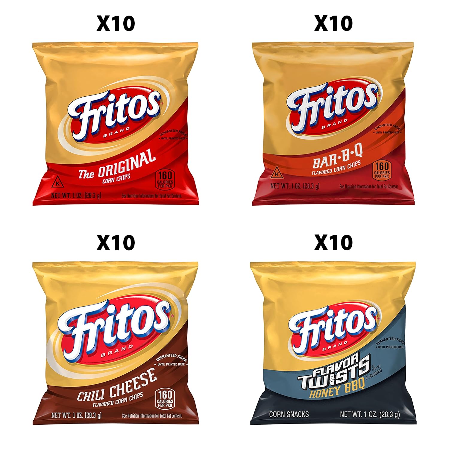 Fritos Corn Chips, Variety Pack, 1 Ounce (Pack of 40)