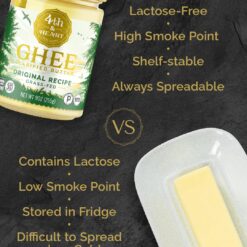 4th & Heart Original Grass-Fed Ghee, Clarified Butter, Keto, Pasture Raised, Lactose and Casein Free, Certified Paleo (32 Ounces)