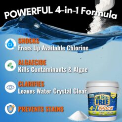 Freetime Fun Non-Chlorine 4 in 1 Shock, for Pools and Spas, Fast Acting, Quick Dissolving (10 lbs)