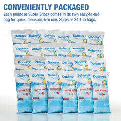 Doheny's Super Pool Shock, Pro-Grade Chlorine Shock, Quick-Dissolving, Fast-Acting 68% Cal-Hypo Granular Pool Shock, 24 x 1lb Bags
