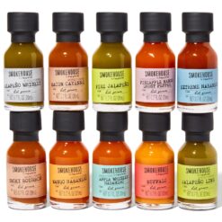 Smokehouse by Thoughtfully, Gourmet Hot Sauce Gift Set, Flavors Include Mango Habanero, Buffalo, Bacon Cayenne, Set of 10