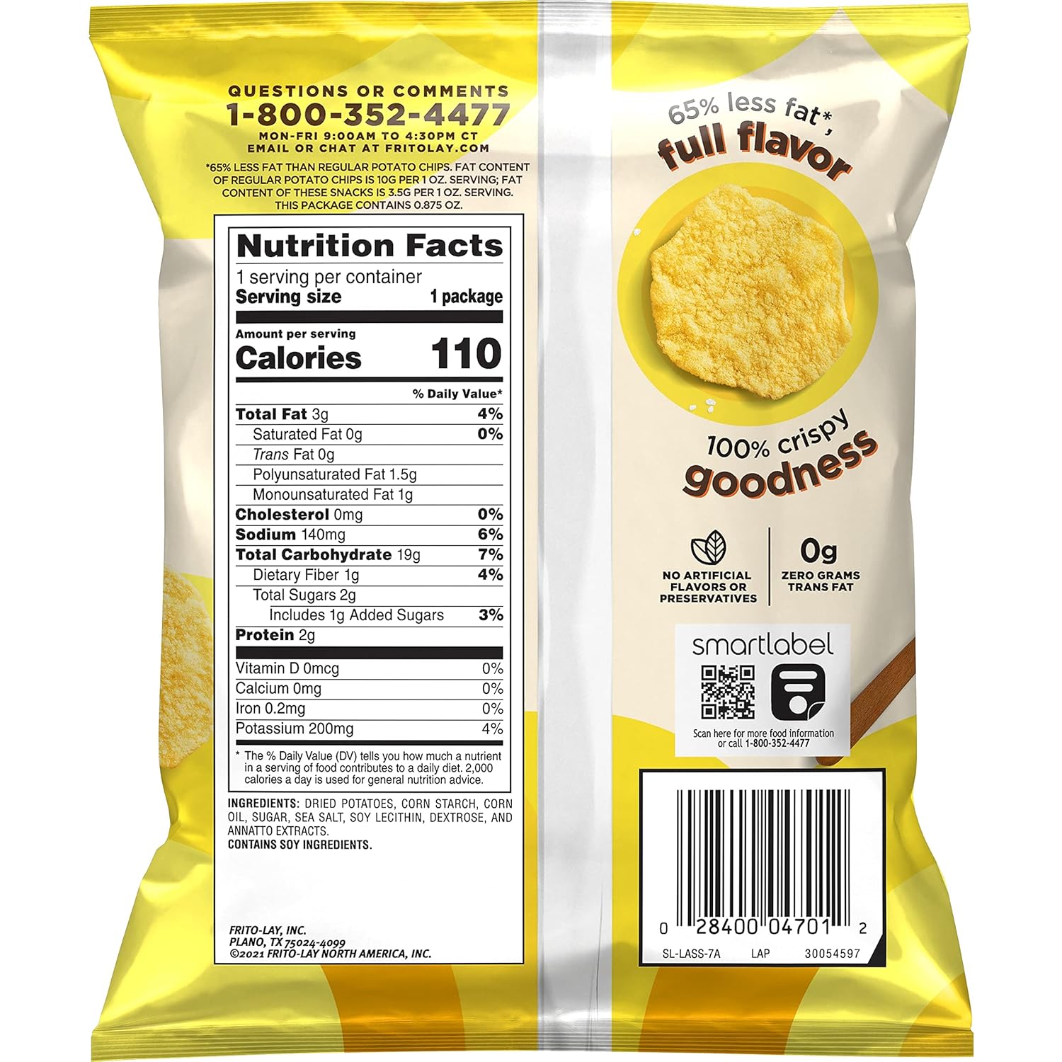 Lay's Original Potato Crisps, 0.875 Ounce (Pack of 60)