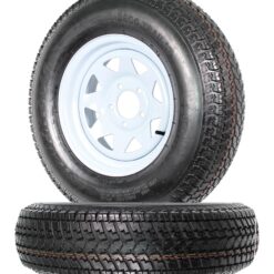 eCustomrim 2-Pack Trailer Tire Rim ST205/75D14 14 in. Load Range C 5 Lug White Spoke Wheel - 2 Year Warranty w/Free Roadside