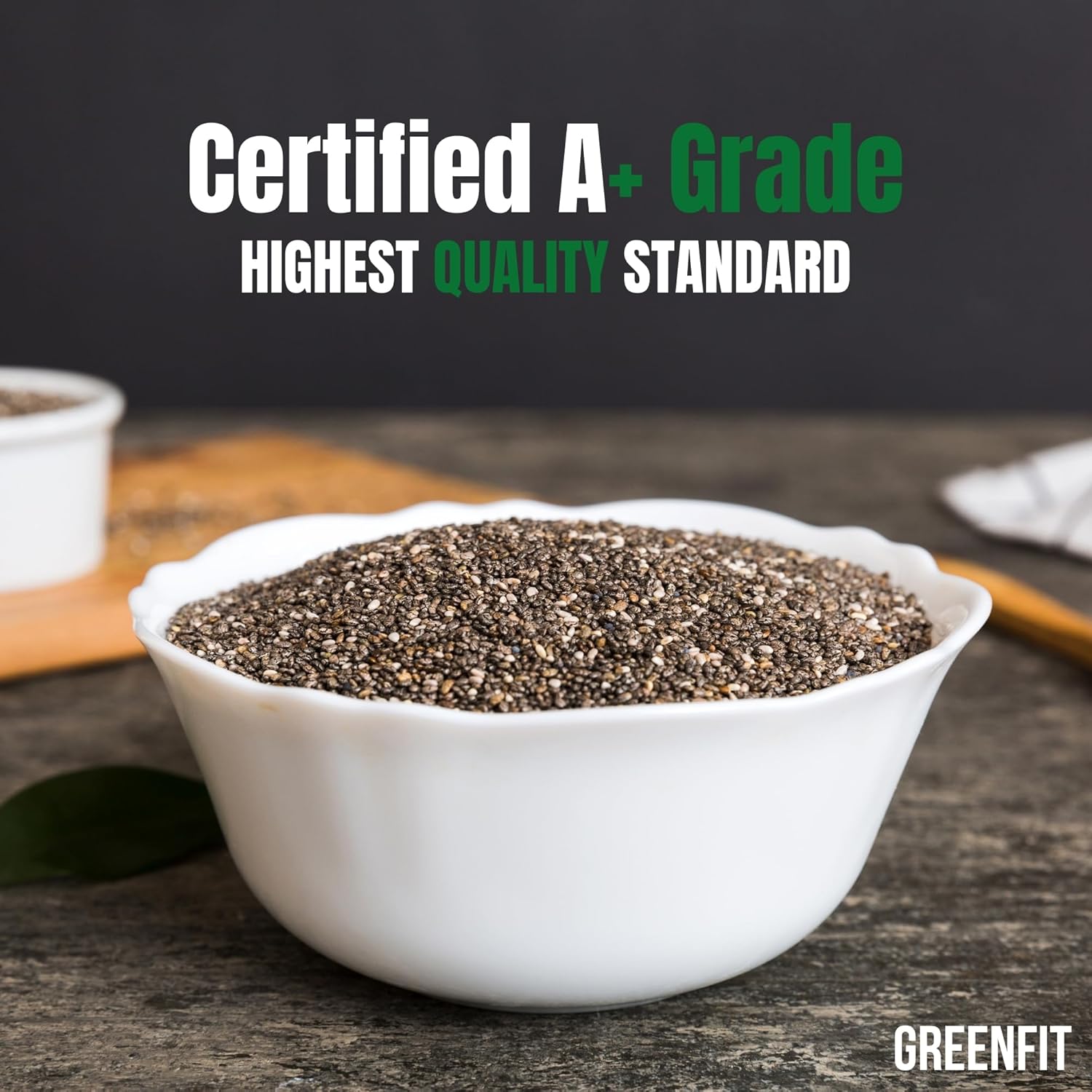 Greenfit Premium Bulk Chia Seeds (10Lbs Bag), A+ Grade Chia, Nutrient-Packed Superfood, Non-GMO. Gluten-Free Chia Seeds Bulk, Vegan