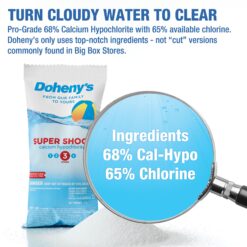 Doheny's Super Pool Shock, Pro-Grade Chlorine Shock, Fast-Acting 68% Cal-Hypo Granular Pool Shock, 50lb (2 x 25lb Buckets)