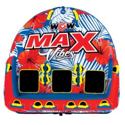 WOW Sports - Max Vibes Inflatable Towable Tube - 1-3 Rider - Perfect for Kids & Adults - Soft Top Deck Tube - Boating Accessory