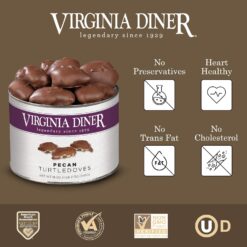 Virginia Diner Chocolate Pecan Turtledoves Candy Clusters with Caramel - 18 Oz Can