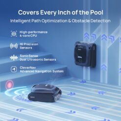 Beatbot AquaSense 2 Cordless Robotic Pool Vacuum Cleaner, Smart Surface Parking, Double-Pass Waterline Scrubbing - Blue