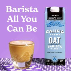 Califia Farms Oat Barista Blend Oat Milk, 32 Oz (Pack of 6), Shelf Stable, Non GMO, High Calcium, Milk Frother, Creamer, Oatmilk
