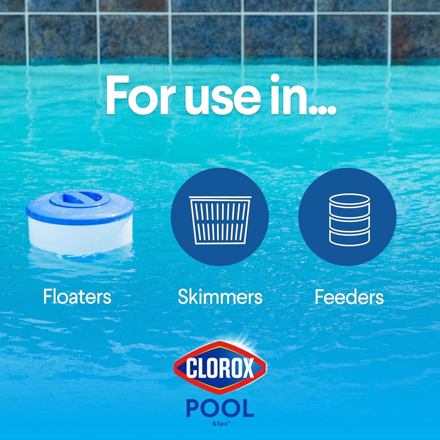 Clorox Pool&Spa XtraBlue 3” Swimming Pool Chlorinating Tablets, Kills Bacteria & Stops Algae (25 LB)