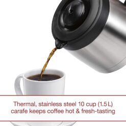 WOLF GOURMET Programmable Coffee Maker System with 10 Cup Thermal Carafe, Built-In Grounds Scale, Stainless Steel (WGCM100S)