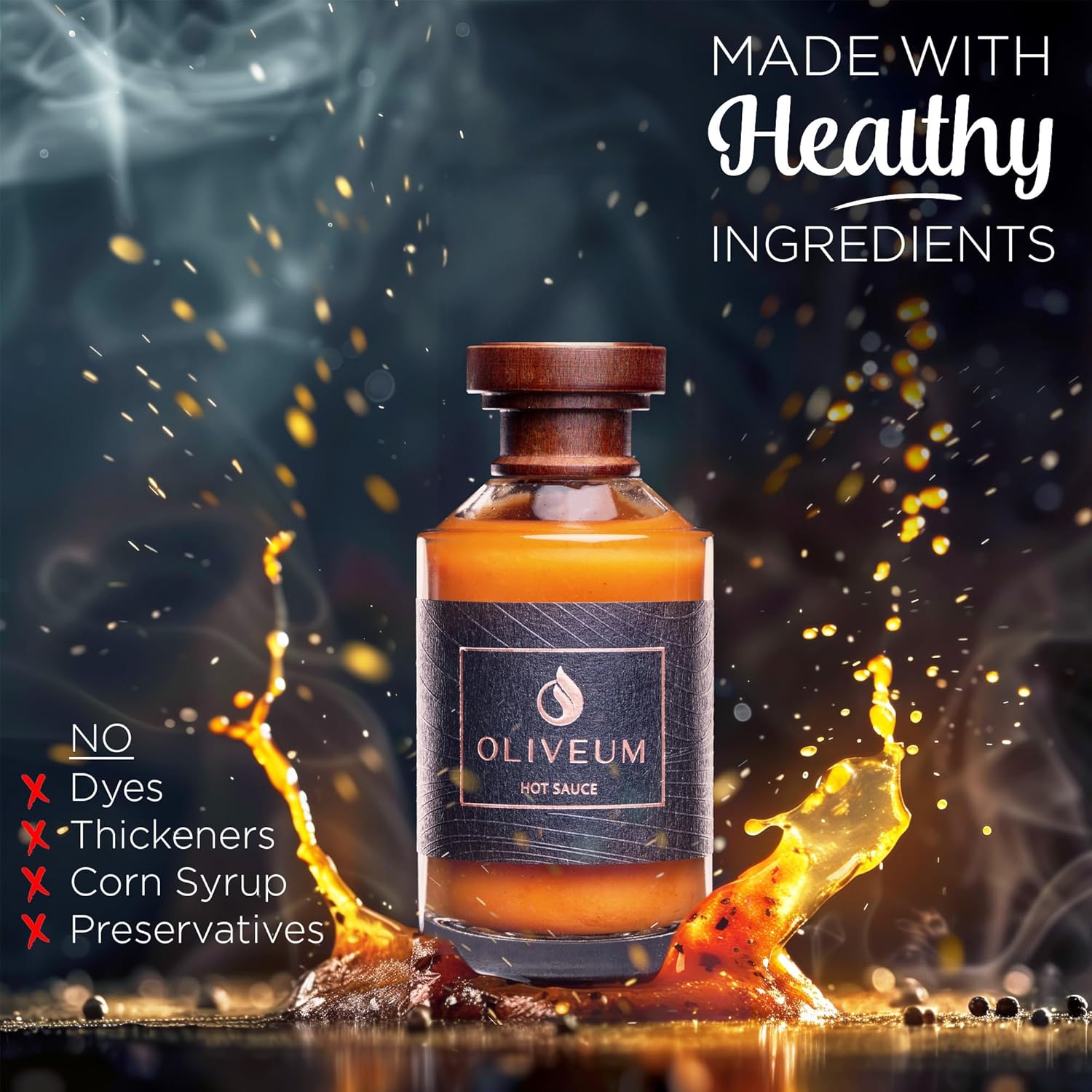Oliveum Hot Sauce - Gourmet Medium Spice Organic Habanero Peppers. Unique Spicy Salsa Flavor For BBQ, Mexican