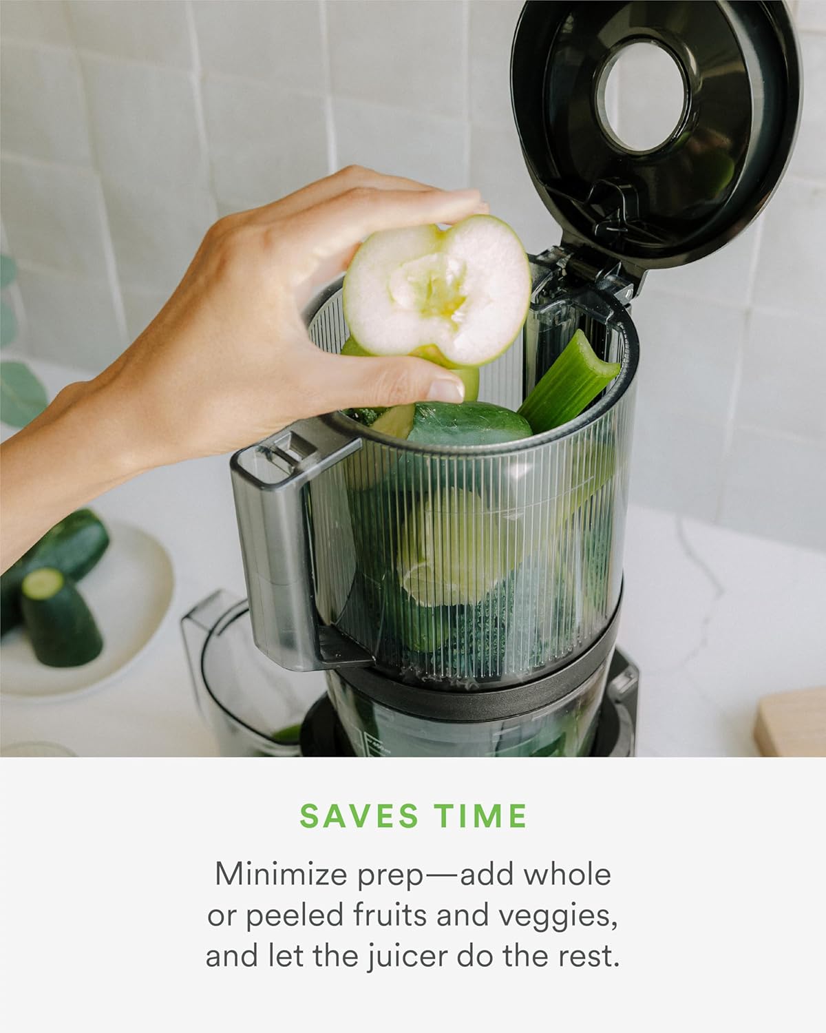 Nama J2 Cold Press Juicer – Self Feeding for Hands-Free Operation with Wide Mouth Hopper – Easy Cleanup & Assembly