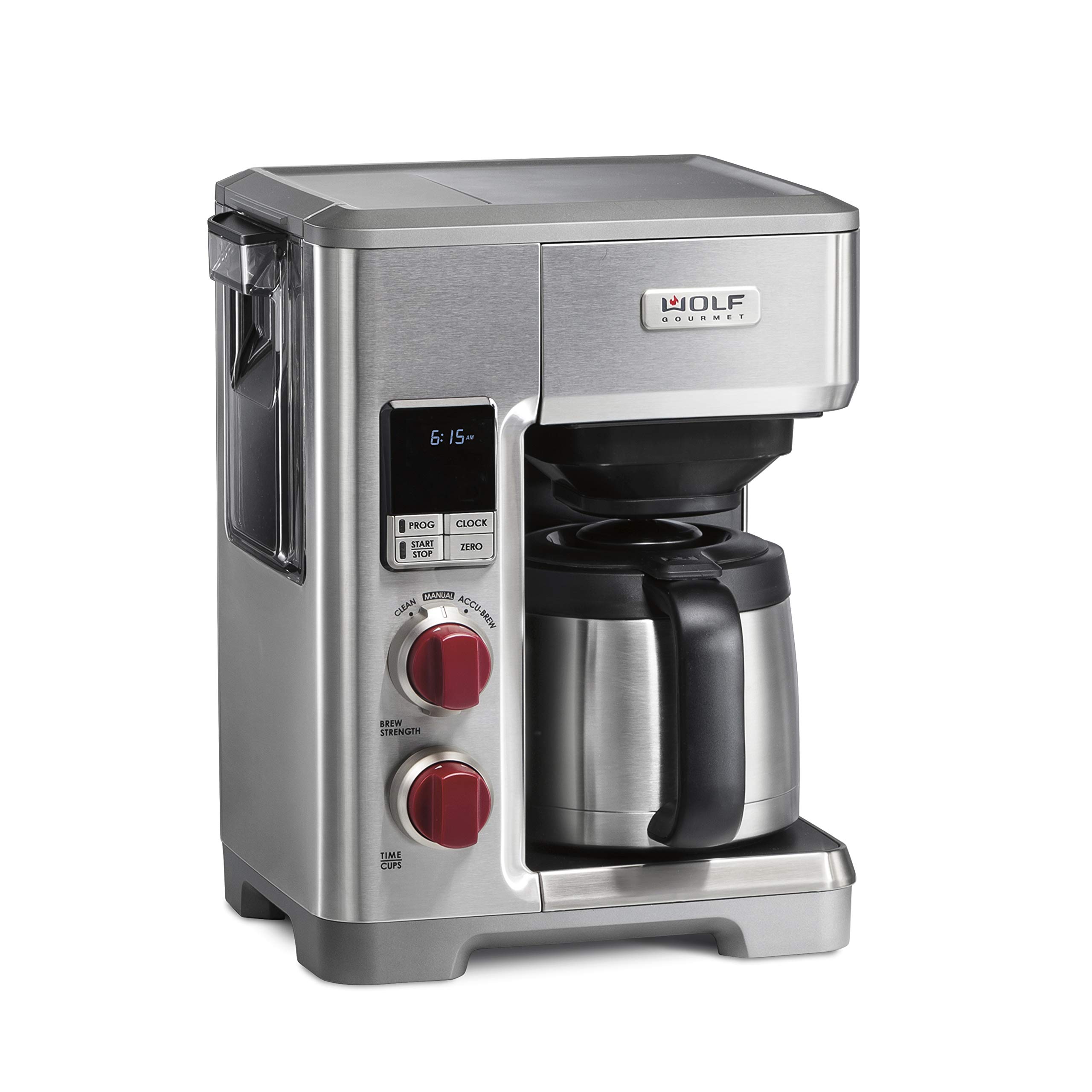 WOLF GOURMET Programmable Coffee Maker System with 10 Cup Thermal Carafe, Built-In Grounds Scale, Stainless Steel (WGCM100S)