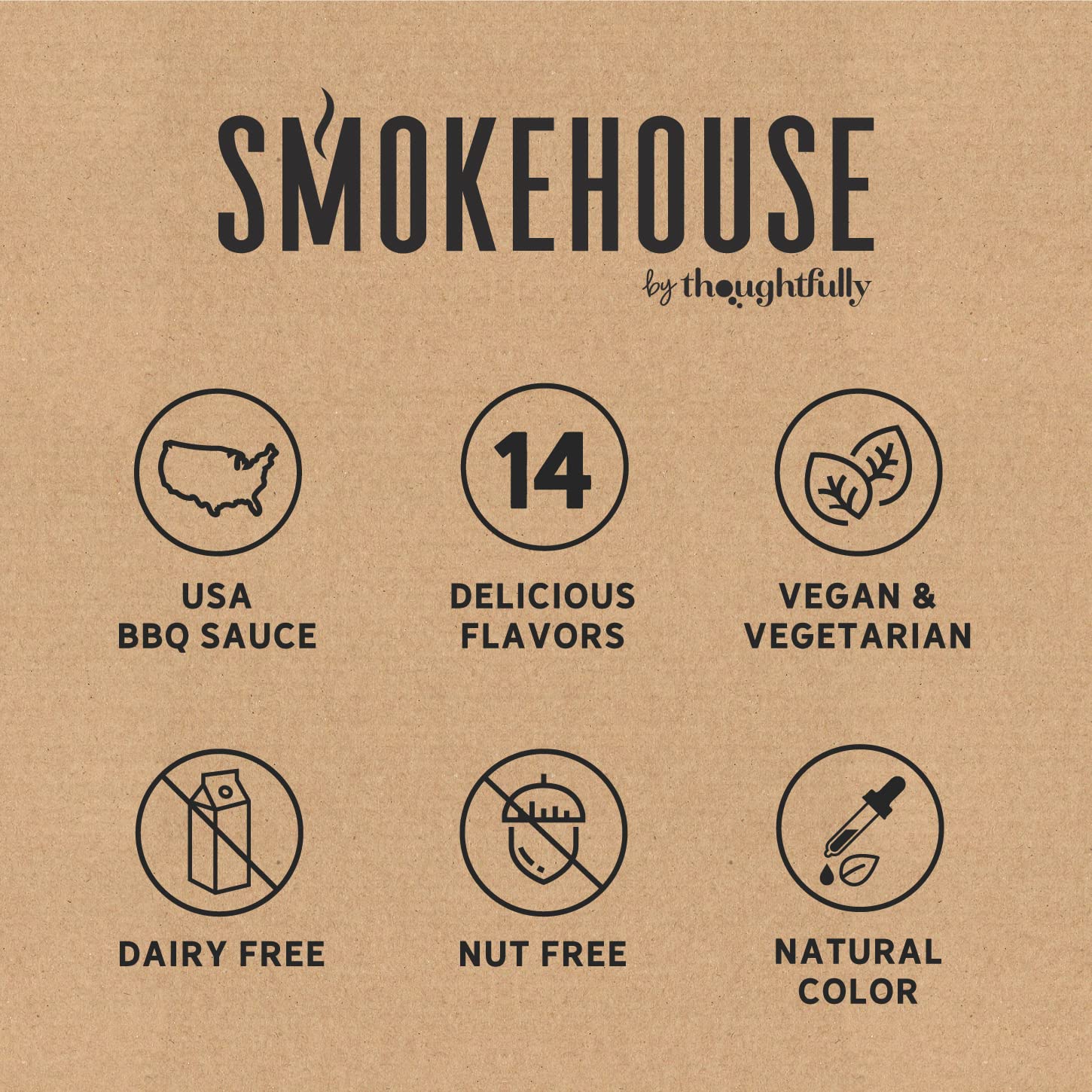 Thoughtfully Smokehouse, Gourmet BBQ Sauce Sampler Variety Pack in Glass Bottles, Vegan and Vegetarian, Pack of 14