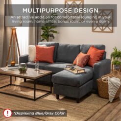 Best Choice Products Upholstered Sectional Sofa for Home, Apartment, 3-Seat, L-Shape Design, 680lb Capacity - Gray