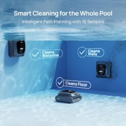 Beatbot AquaSense 2 Cordless Robotic Pool Vacuum Cleaner, Smart Surface Parking, Double-Pass Waterline Scrubbing - Blue