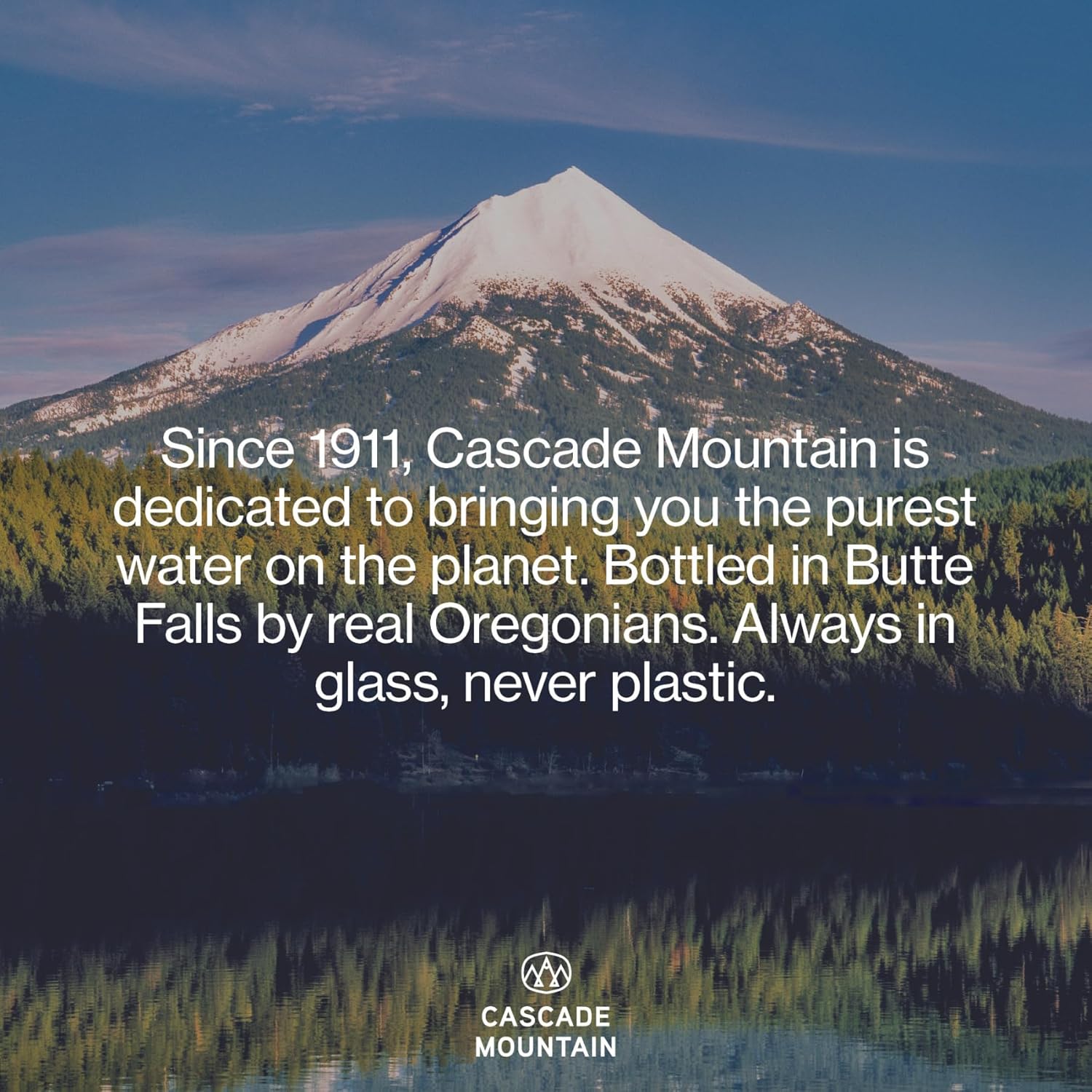 Cascade Mountain Spring Water in Glass Bottles, 12oz (12 Pack), 7.7 pH Balanced, Purified, Natural Spring Bottled Drinking Mineral Water