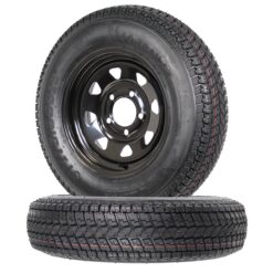 eCustomrim 2-Pack Trailer Tire On Rim Bias Ply ST175/80D13 175/80 Load Range C 5-4.5 Black Spoke Wheel - 2 Year Warranty w/Free Roadside