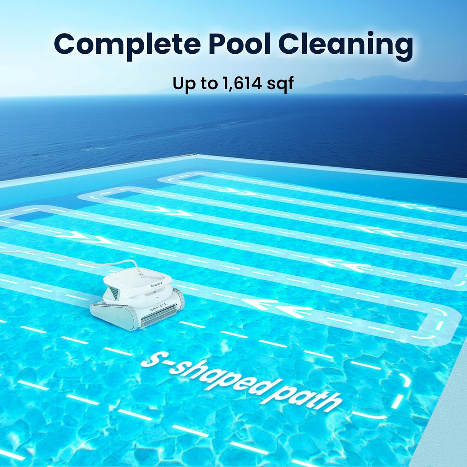 Hydro 4SE Corded Automatic Robotic Pool Vacuum Cleaner, 40FT Long Cable + 4 Cleaning Modes + One-Key Touch Contral